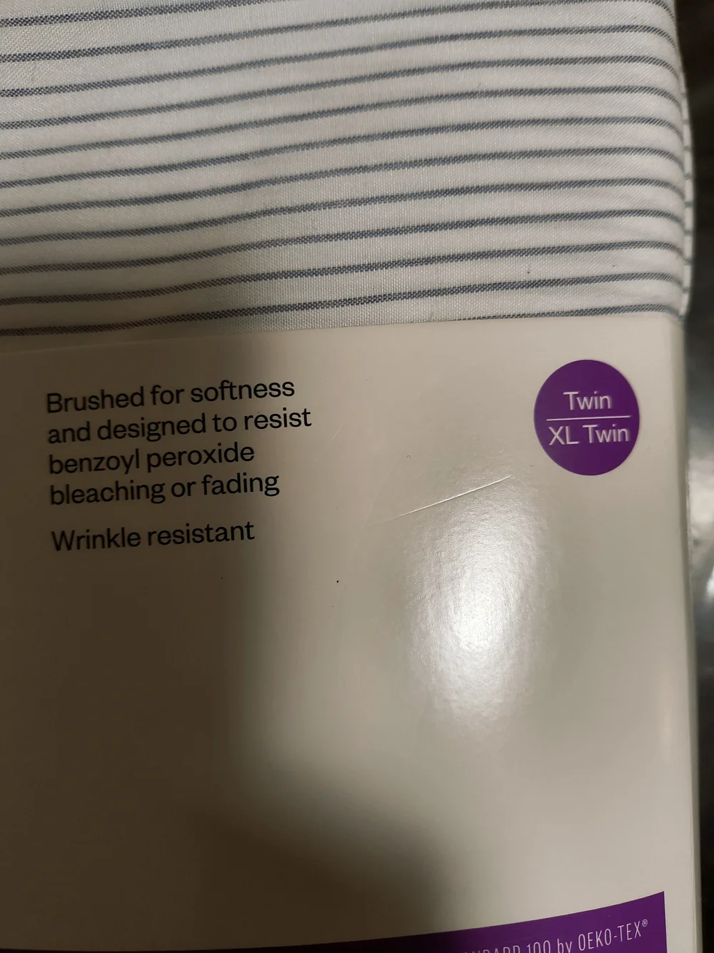 room essentials Twin XL Microfiber Sheet Set - White with Thin Gray Stripes